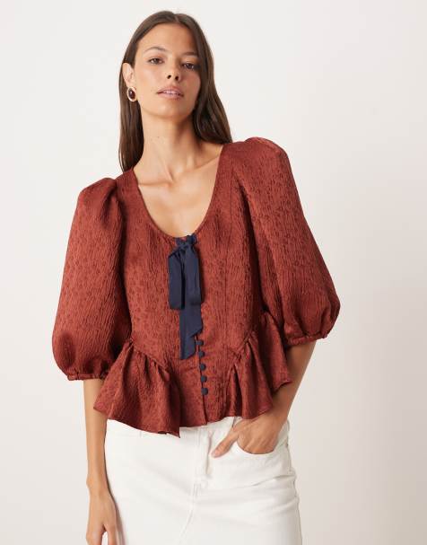 Free People Pamela bow top in spiced rum