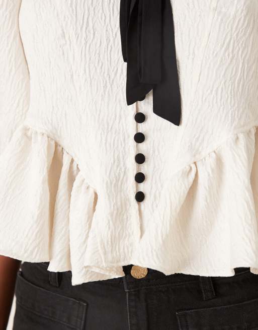 Free People – Pamela – Oberteil in Elfenbein mit Schleife, 2 von 4