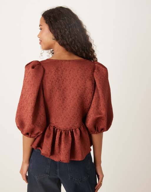 Free People – Pamela – Pomarańczowoczerwony top z kokardką, 3 z 4