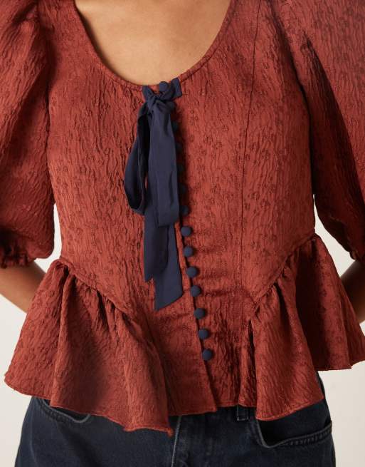 Free People - Pamela - Rombrun top med sløjfe, 2 af 4
