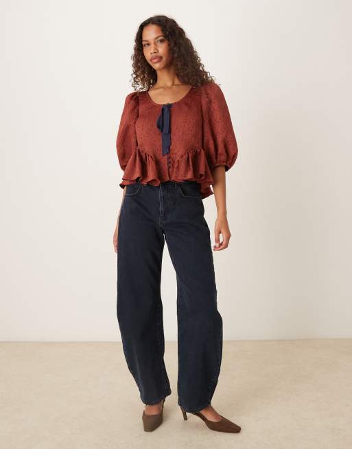 Free People - Pamela - Rombrun top med sløjfe, 4 af 4