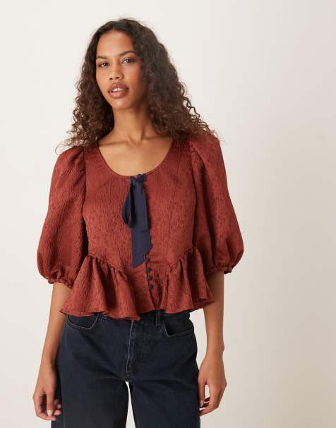 Free People - Pamela - Top à détail nœud - Rhum - view 1