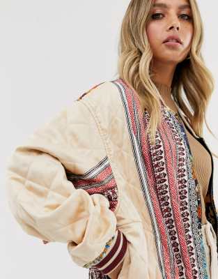 Free people pandora 2025 mixed print bomber jacket