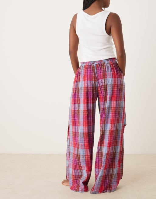 Free People - Pantalon de pyjama ample à carreaux - Bordeaux, 5 de 5