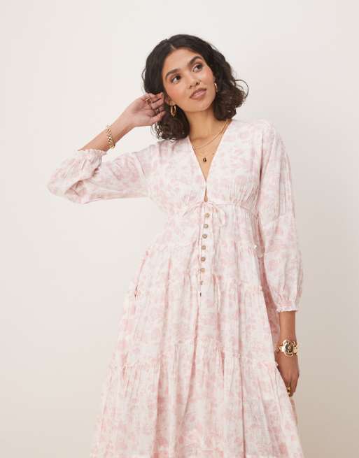 sky blue dress midi Light Blue Puff Sleeve High Waist Flowy Midi Dress – Femstylo