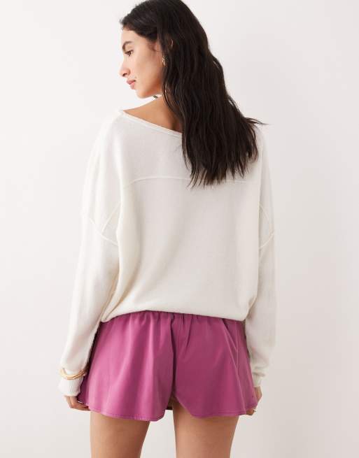 Free People paradise suede skort in mulberry, 4 of 5