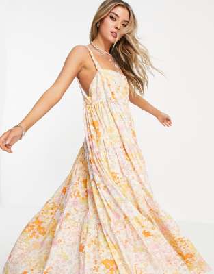 en creme free people blue floral maxi dress