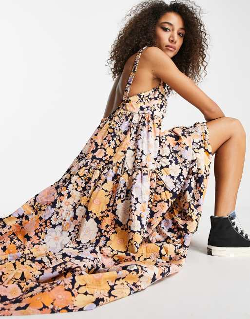 Free People - Park Slope - Robe longue à imprimé floral - Bleu marine