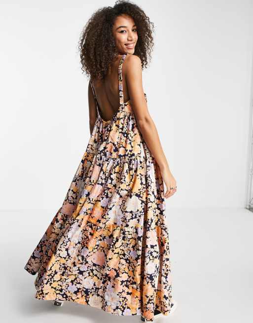 Free People - Park Slope - Robe longue à imprimé floral - Bleu marine, 2 de 4