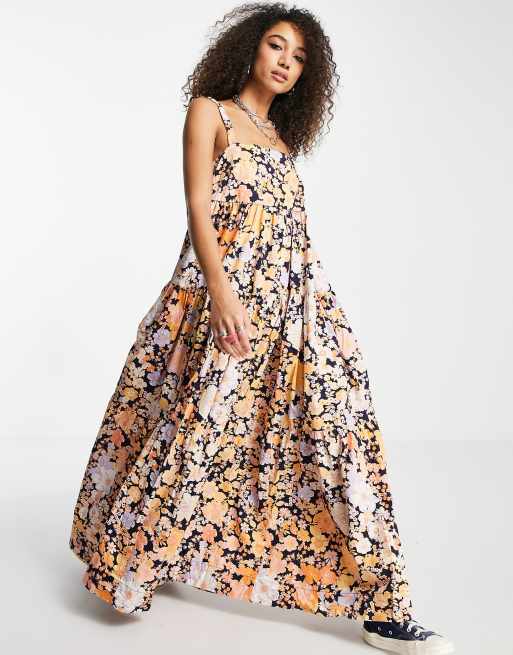 Free People - Park Slope - Robe longue à imprimé floral - Bleu marine, 4 de 4