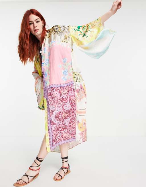 Free People patched with love sheer kimono in patchwork