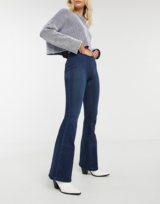 Free People Penny pull on flared jeans in blue