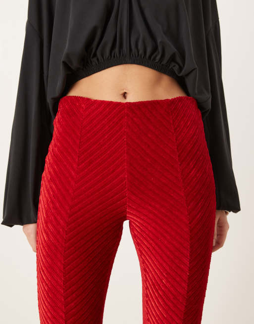 Free People Penny pull-on velvet flare pants in salsa red, 4 of 5