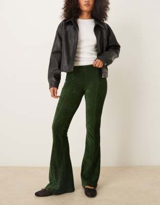 Free People Penny Pull-on Velvet Flared Pants In Green