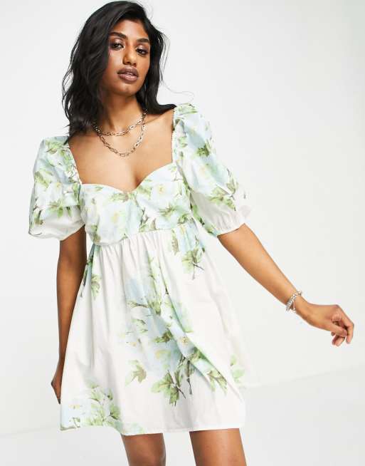 Free People peony babydoll smock dress in ivory floral