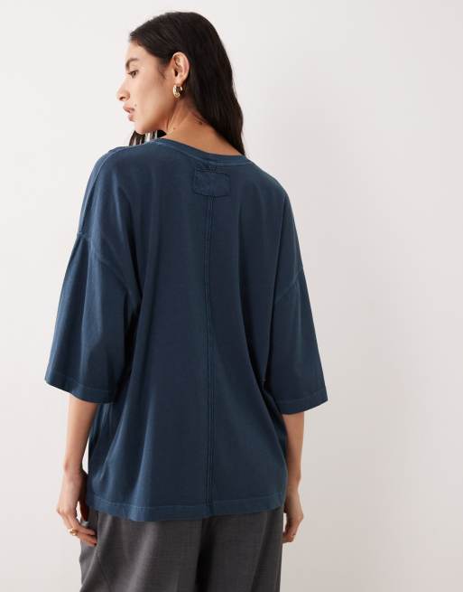 Free People - Perfect - Oversized T-shirt in marineblauw, 4 van 4