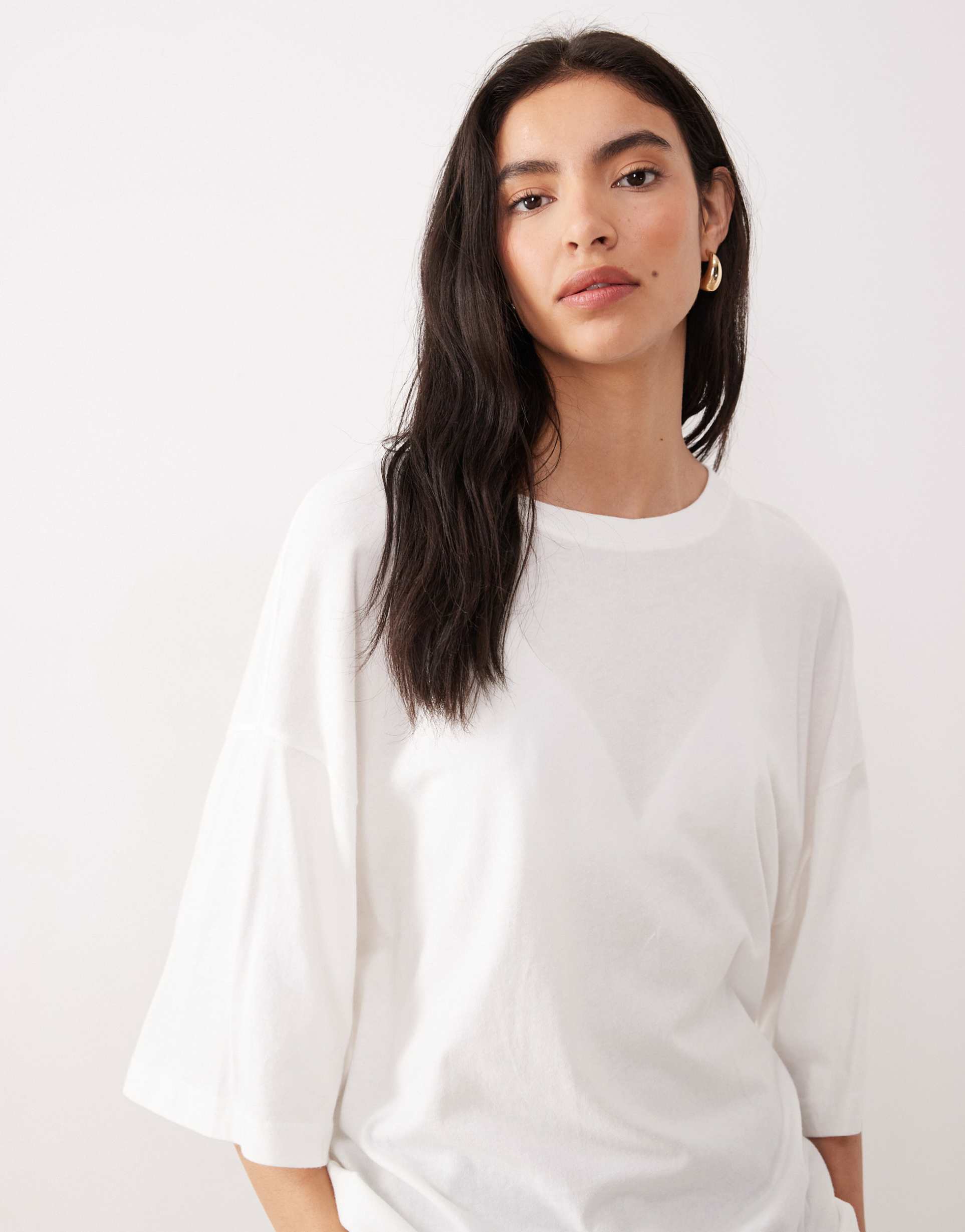 free people perfect oversized tee in white