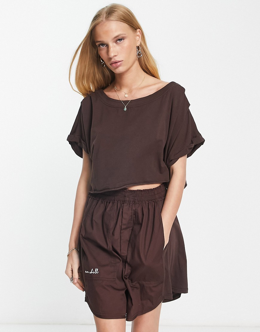 Free People Perfect Pima two piece lounge set in brown
