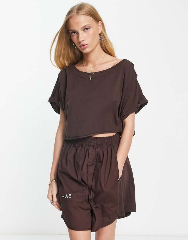 Free People Perfect Pima two piece lounge set in brown