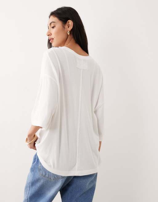 Free People – Perfect – Vit t-shirt i oversize, 4 av 4