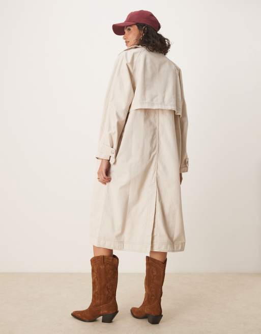 Free People perry washed trench coat in french oak