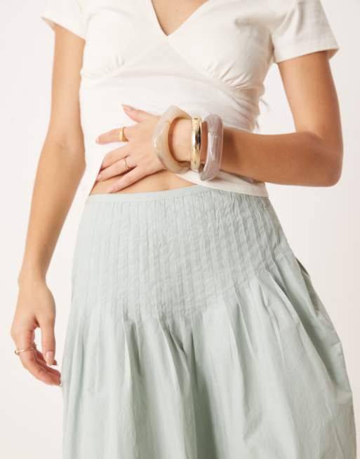 Free People peyton pintuck knee length midi skirt in sea sage, 5 of 5