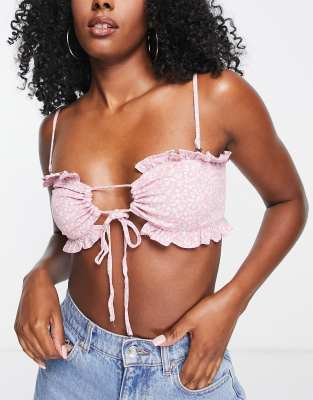 Free People picnic bralette in pink multi