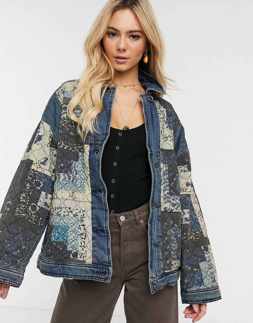 Free People pieced together jacket-Blue