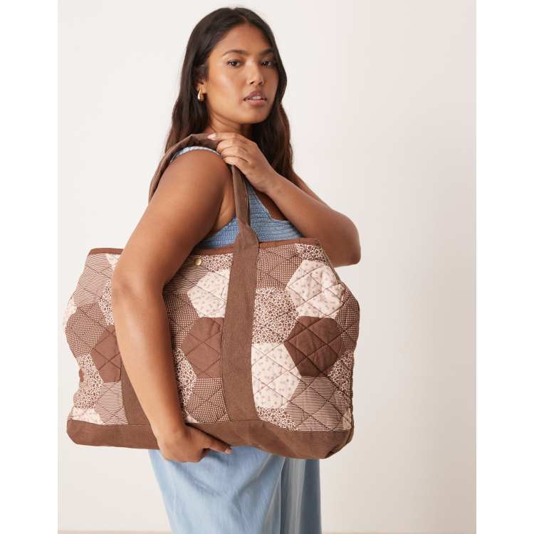 Free People pippa patchwork tote bag in tan | ASOS