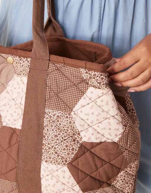 Free People pippa patchwork tote bag in tan, 2 of 4