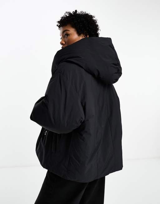 Free People - Piumino oversize con scollo a imbuto nero, 4 di 4
