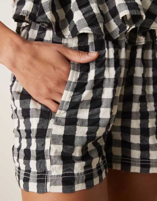 Free People plaid print pull-on short in black - part of a set, 2 of 5