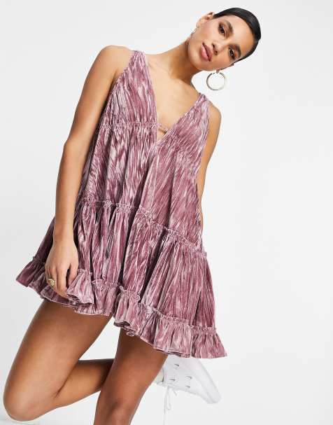 Free People pleated plush swing dress