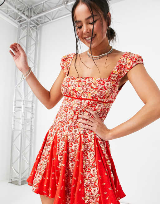 Free people red mini dress best sale