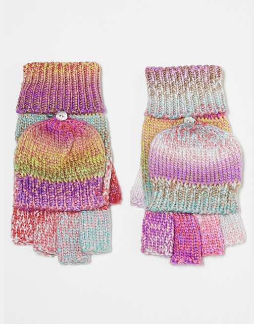 Free People pop-top gloves in pink rainbow