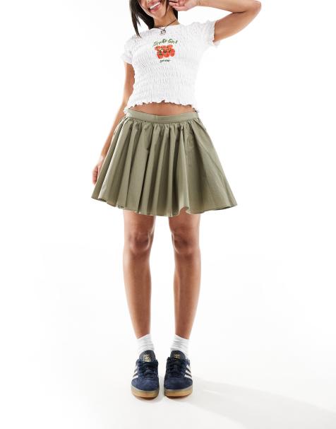Free People poplin swingy mini skirt in khaki - view 1