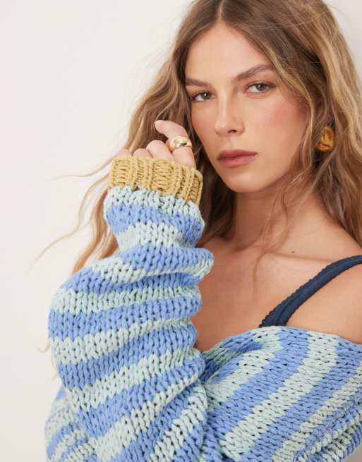 フリーピープル Free People ポートランド Pullover レディース Sweaters Blue Lake Combo Free People Women's Portland Pullover, Denim Island Combo