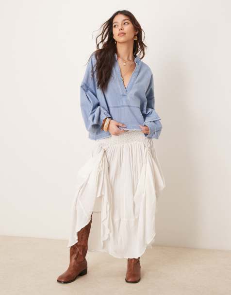 Free People prairie convertible midaxi skirt in ivory - view 1