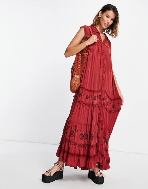 Free people shop embroidered maxi dress