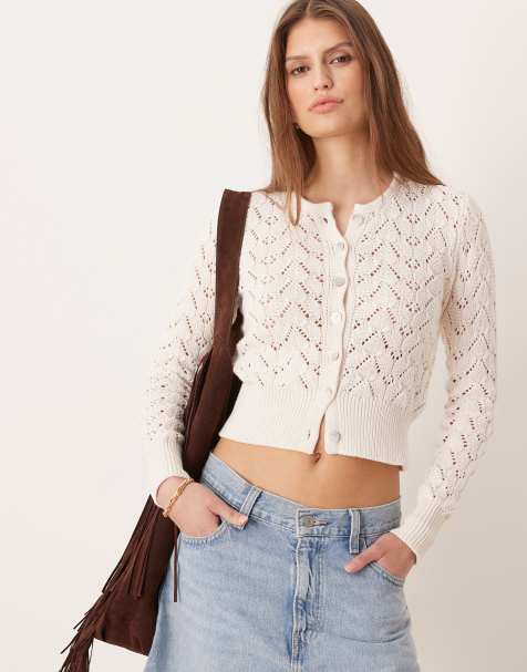 Free People pretty in pointelle cardigan in ivory - view 1