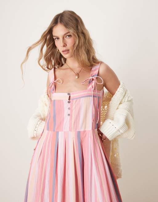 Free People - Primevera - Robe d'été à taille basse et rayures - Rose, 2 de 4