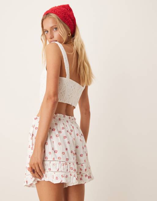 Free People printed pull-on shorts in ivory, 4 of 5