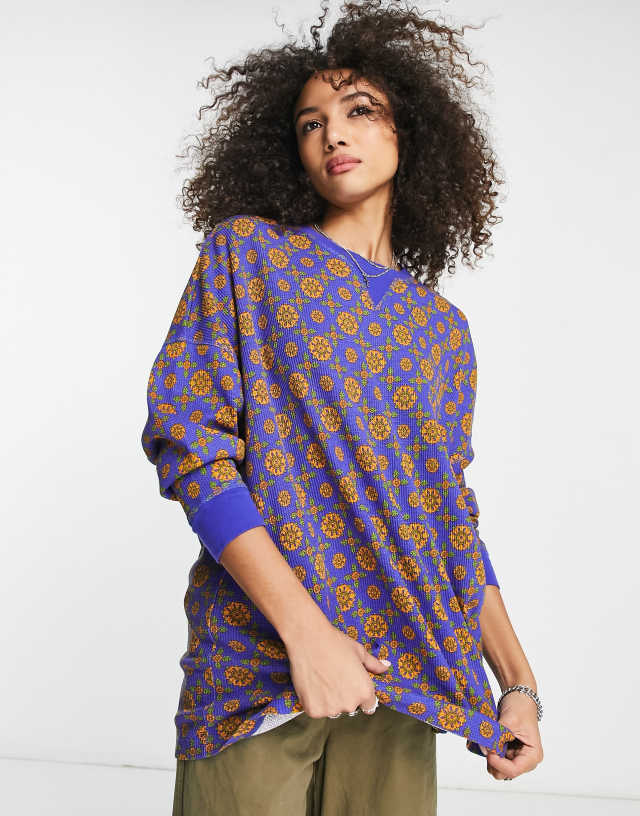 Free People printed thermal layering top in multi