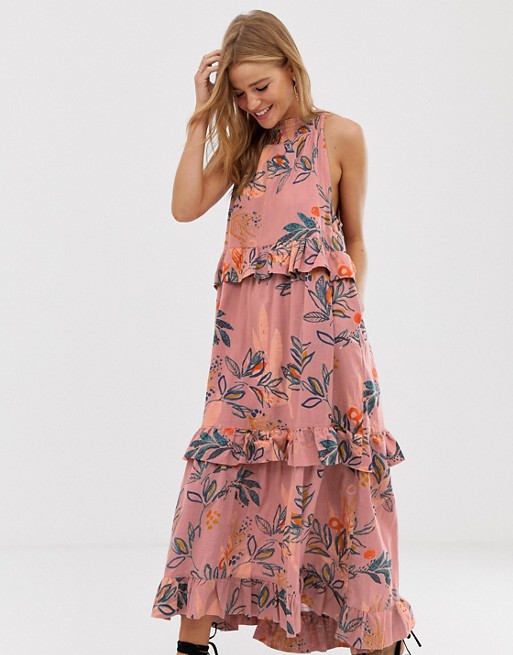 Free People printed tiered maxi dress