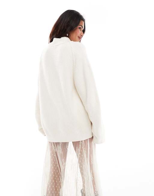 Free People - Pull oversize doux au toucher à col montant - Lait de coco, 3 de 3