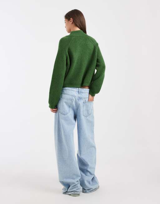 Free People Pullover mit halbem Reißverschluss in Dunkelgrün, 4 von 4