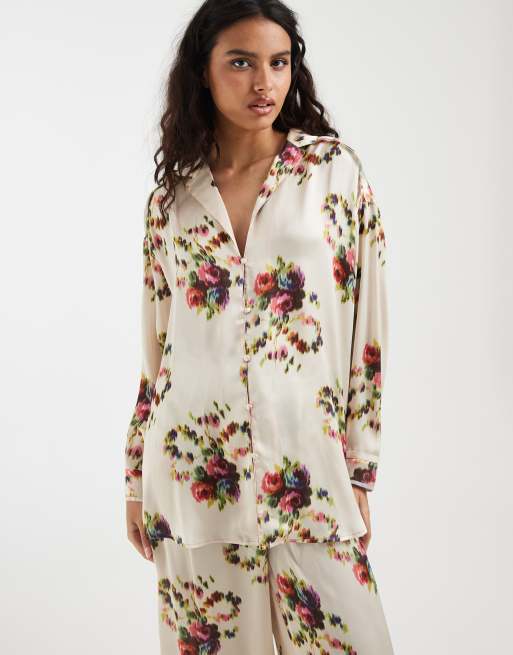 Free People Pyjama-Set Dreamy Days in Elfenbein mit Blumenmuster, 2 von 4