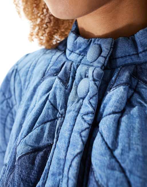 Free People quilted patch insert denim jacket in blue, 3 of 4