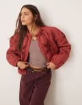[Free People] Free People Quinn quilted patchwork jacket in marsala-Red XL Marsala