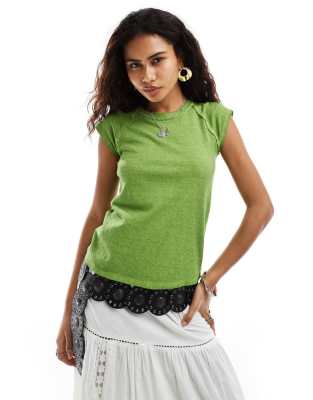 Детская футболка Free People с рукавом реглан зеленого цвета 5990₽